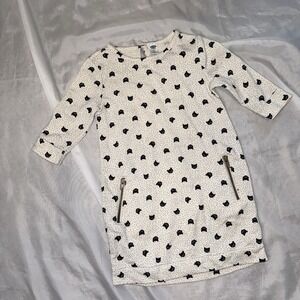 Old‎ Navy Black White Kitty Cats Sweatshirt Dress W/Zippers Girls 5T